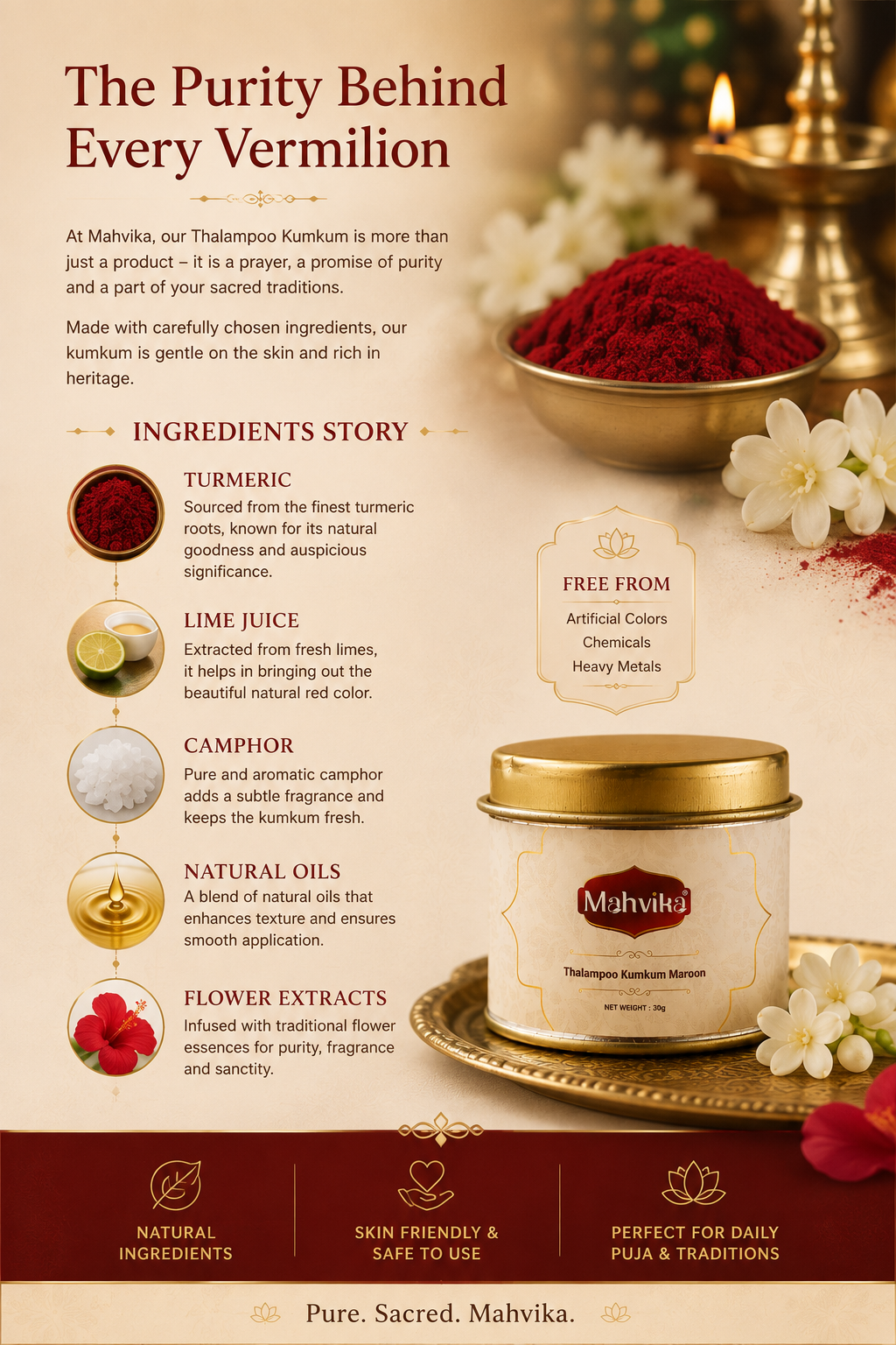 Mahvika Thalampoo Kumkum — Pure Ritual Kumkum Powder (Red & Maroon)