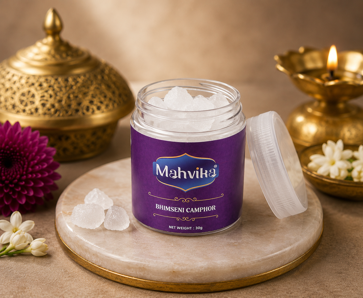 Bhimseni Camphor for Aarti & Havan | Pure Natural Camphor | Mahvika