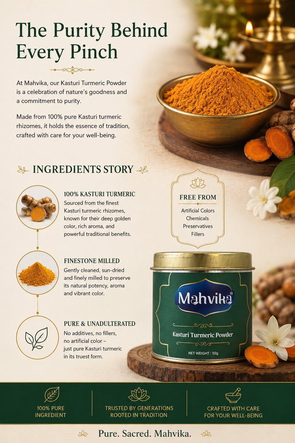 Kasturi Turmeric for Pooja & Ritual Use | Premium Temple-Grade | Mahvika